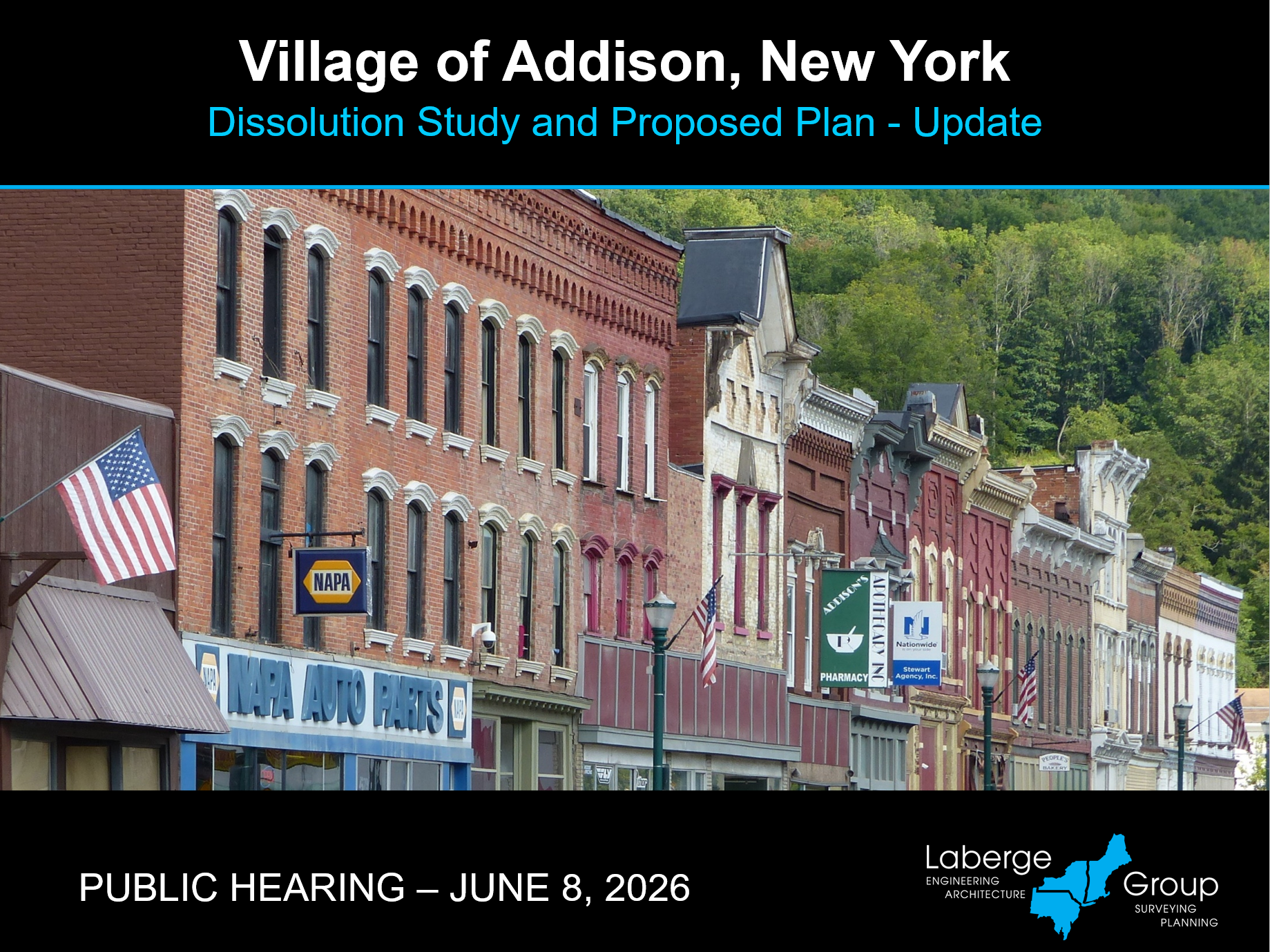 PH 6-8-26 GRAPHIC Image of the Town, and text announcing the Public Hearing 6-8-26