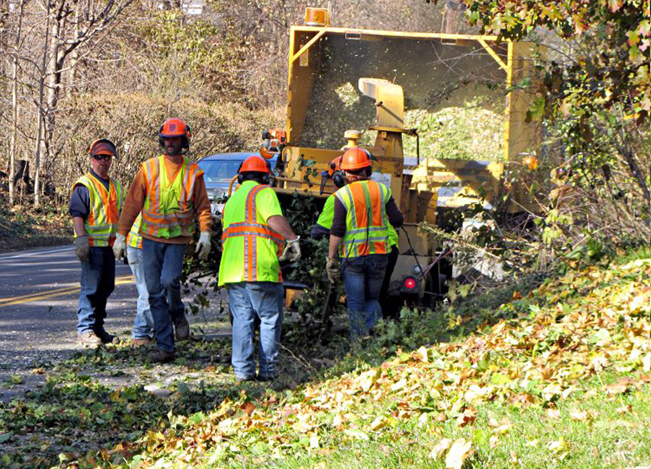 refuse collection shared services NY DPW crew clearing brush