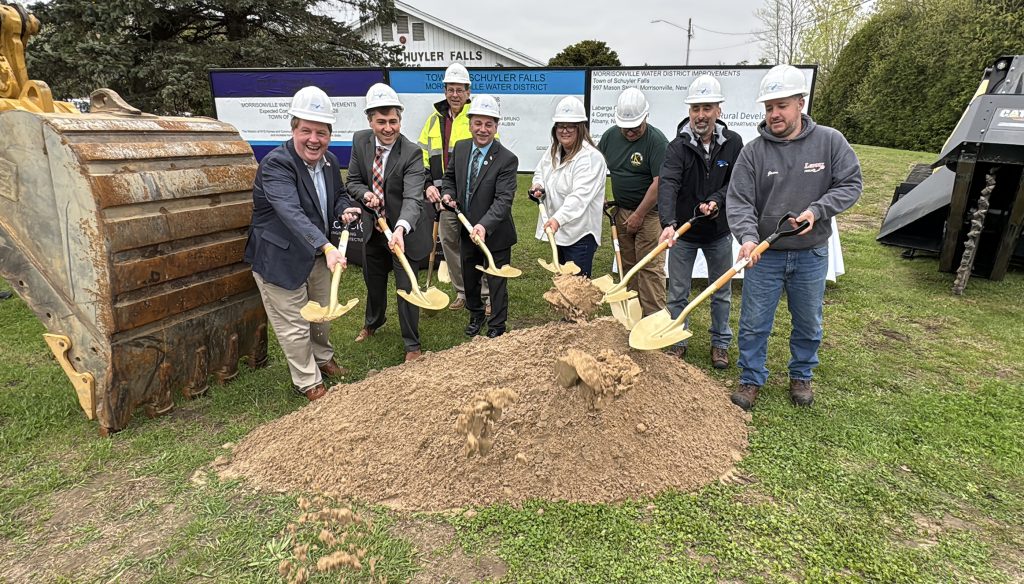 Morrisonville Water Infrastructure Improvement Project in Schuyler Falls, NY. May 2025 groundbreaking ceremony with Town officials participating.