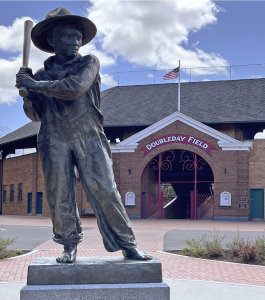Image of baseball player statue in Cooperstown, NY